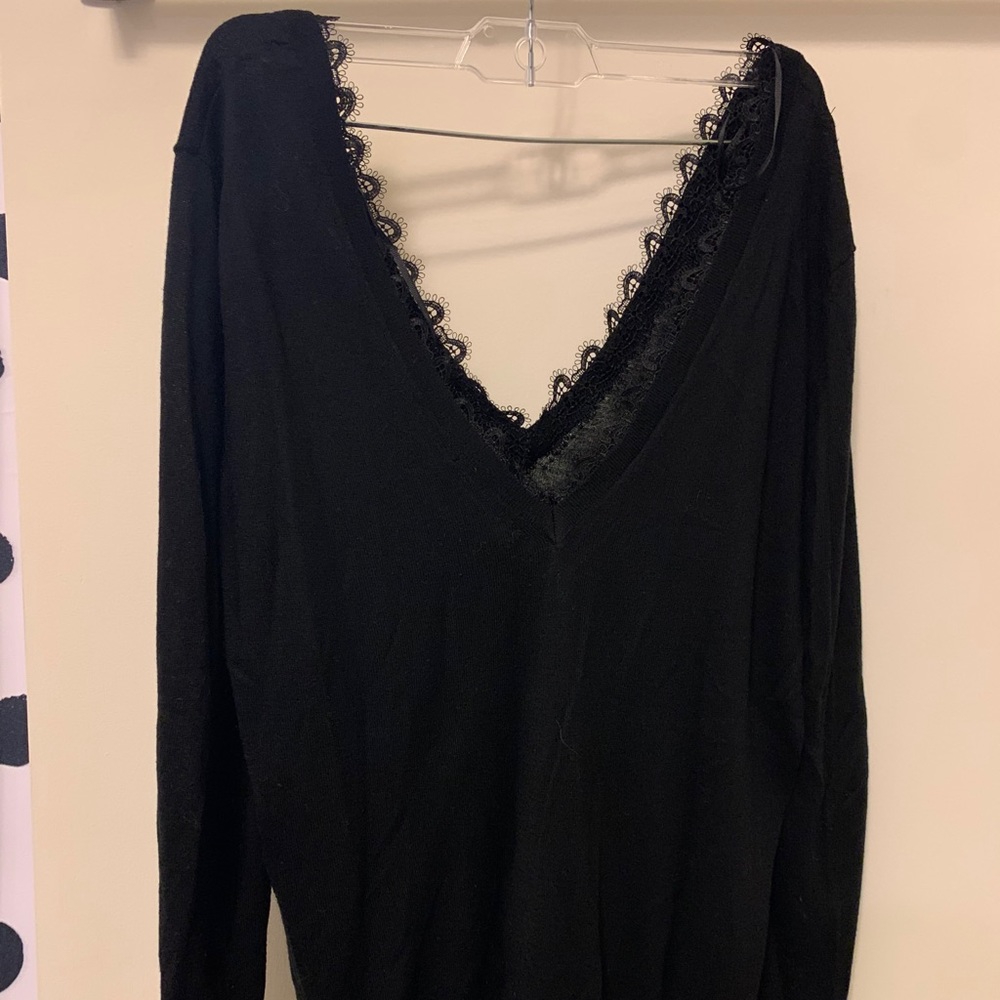 Zara Black Lace V-Neck Sweater
